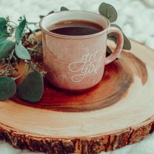 11oz Pink Marble 'Get It Girl' Camper Mug